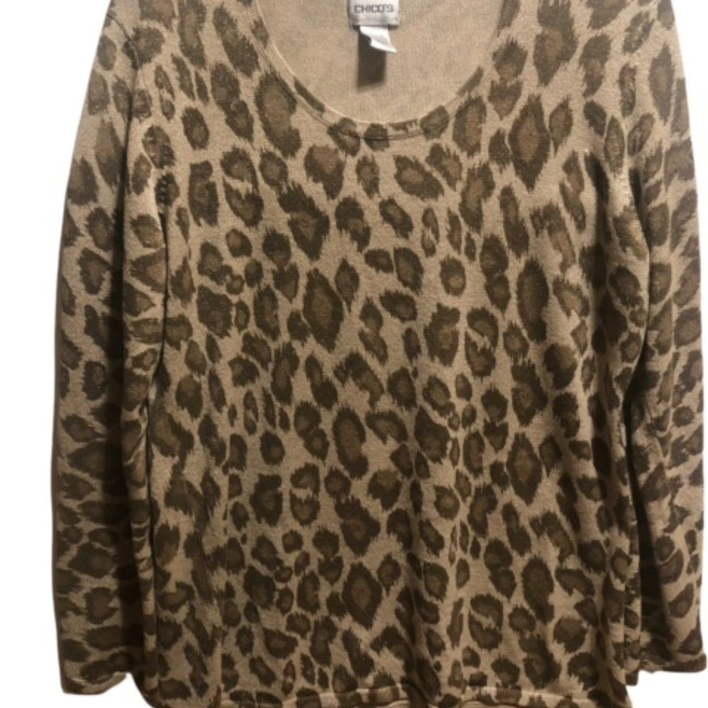 Chico's Women's  Animal Print Beige/Brown Size 3 (XL -16)